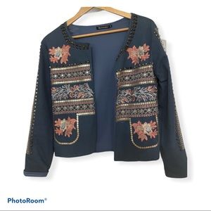 embossed denim jacket